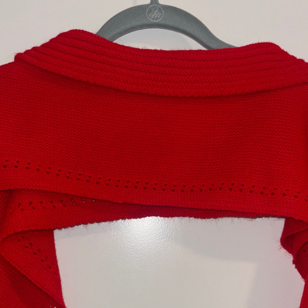 Mauve Anthropologie Vibrant Red Shrug cropped sweater one size - Picture 6 of 6